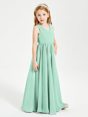 Robes de Demoiselle d'Honneur Junior Élégantes Sans Manches Vert Menthe