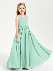 Robes de Demoiselle d'Honneur Junior Élégantes Sans Manches Vert Menthe