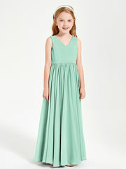 Robes de Demoiselle d'Honneur Junior Élégantes Sans Manches Vert Menthe