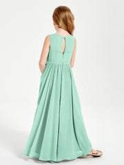Robes de Demoiselle d'Honneur Junior Élégantes Sans Manches Vert Menthe