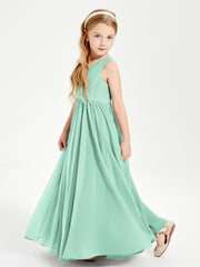 Robes de Demoiselle d'Honneur Junior Élégantes Sans Manches Vert Menthe