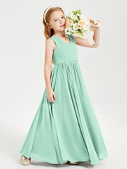 Robes de Demoiselle d'Honneur Junior Élégantes Sans Manches Vert Menthe