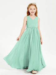 Robes de Demoiselle d'Honneur Junior Élégantes Sans Manches Vert Menthe