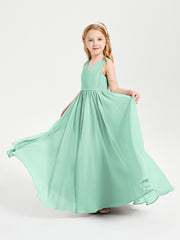 Robes de Demoiselle d'Honneur Junior Élégantes Sans Manches Vert Menthe
