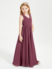 Robes de Demoiselle d'Honneur Junior Élégantes Sans Manches Mûre