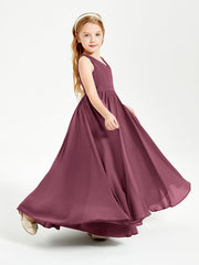 Robes de Demoiselle d'Honneur Junior Élégantes Sans Manches Mûre