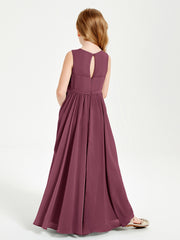Robes de Demoiselle d'Honneur Junior Élégantes Sans Manches Mûre