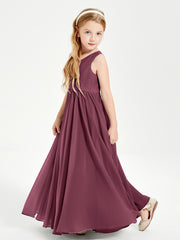 Robes de Demoiselle d'Honneur Junior Élégantes Sans Manches Mûre