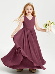 Robes de Demoiselle d'Honneur Junior Élégantes Sans Manches Mûre