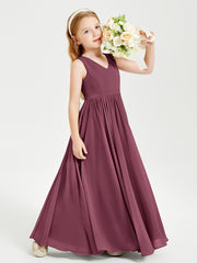 Robes de Demoiselle d'Honneur Junior Élégantes Sans Manches Mûre