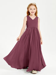 Robes de Demoiselle d'Honneur Junior Élégantes Sans Manches Mûre