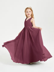 Robes de Demoiselle d'Honneur Junior Élégantes Sans Manches Mûre