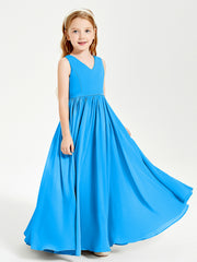 Robes de Demoiselle d'Honneur Junior Élégantes Sans Manches Bleu Océan