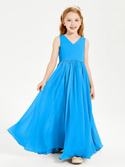 Robes de Demoiselle d'Honneur Junior Élégantes Sans Manches Bleu Océan