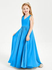 Robes de Demoiselle d'Honneur Junior Élégantes Sans Manches Bleu Océan