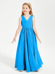 Robes de Demoiselle d'Honneur Junior Élégantes Sans Manches Bleu Océan