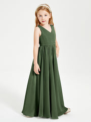 Robes de Demoiselle d'Honneur Junior Élégantes Sans Manches Olive Verte