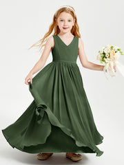 Robes de Demoiselle d'Honneur Junior Élégantes Sans Manches Olive Verte