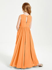 Robes de Demoiselle d'Honneur Junior Élégantes Sans Manches Orange