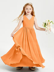 Robes de Demoiselle d'Honneur Junior Élégantes Sans Manches Orange