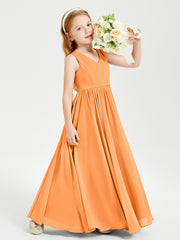 Robes de Demoiselle d'Honneur Junior Élégantes Sans Manches Orange