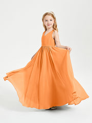 Robes de Demoiselle d'Honneur Junior Élégantes Sans Manches Orange