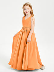 Robes de Demoiselle d'Honneur Junior Élégantes Sans Manches Orange