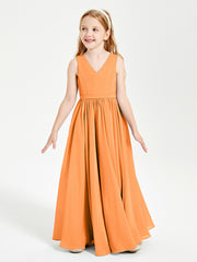 Robes de Demoiselle d'Honneur Junior Élégantes Sans Manches Orange