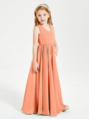 Robes de Demoiselle d'Honneur Junior Élégantes Sans Manches Papaye