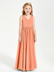 Robes de Demoiselle d'Honneur Junior Élégantes Sans Manches Papaye