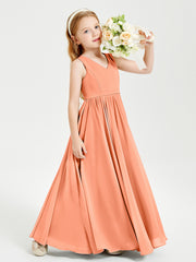 Robes de Demoiselle d'Honneur Junior Élégantes Sans Manches Papaye