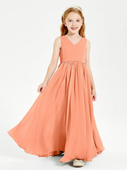 Robes de Demoiselle d'Honneur Junior Élégantes Sans Manches Papaye