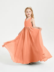 Robes de Demoiselle d'Honneur Junior Élégantes Sans Manches Papaye