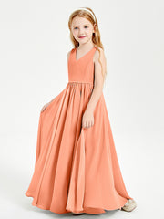 Robes de Demoiselle d'Honneur Junior Élégantes Sans Manches Papaye