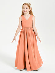 Robes de Demoiselle d'Honneur Junior Élégantes Sans Manches Papaye