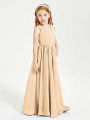 Robes de Demoiselle d'Honneur Junior Élégantes Sans Manches Pêche