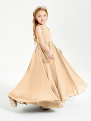 Robes de Demoiselle d'Honneur Junior Élégantes Sans Manches Pêche
