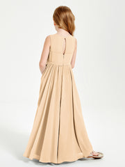 Robes de Demoiselle d'Honneur Junior Élégantes Sans Manches Pêche