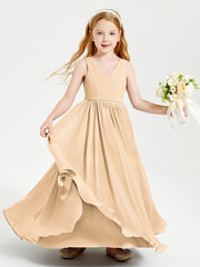 Robes de Demoiselle d'Honneur Junior Élégantes Sans Manches Pêche
