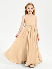 Robes de Demoiselle d'Honneur Junior Élégantes Sans Manches Pêche