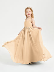 Robes de Demoiselle d'Honneur Junior Élégantes Sans Manches Pêche