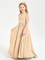 Robes de Demoiselle d'Honneur Junior Élégantes Sans Manches Pêche