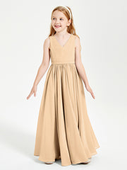 Robes de Demoiselle d'Honneur Junior Élégantes Sans Manches Pêche