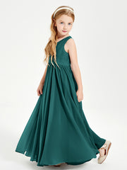 Robes de Demoiselle d'Honneur Junior Élégantes Sans Manches Paon