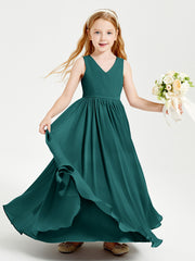Robes de Demoiselle d'Honneur Junior Élégantes Sans Manches Paon