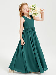 Robes de Demoiselle d'Honneur Junior Élégantes Sans Manches Paon