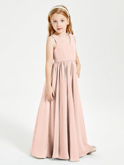 Robes de Demoiselle d'Honneur Junior Élégantes Sans Manches Rose Perle