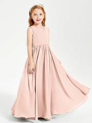Robes de Demoiselle d'Honneur Junior Élégantes Sans Manches Rose Perle
