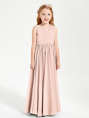 Robes de Demoiselle d'Honneur Junior Élégantes Sans Manches Rose Perle