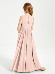 Robes de Demoiselle d'Honneur Junior Élégantes Sans Manches Rose Perle